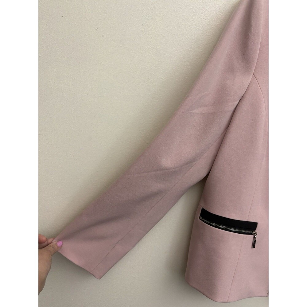 Evan-Picone Women's Blush Pink Blazer Mandarin Collar Size 12 Open Jacket - Picture 10 of 12